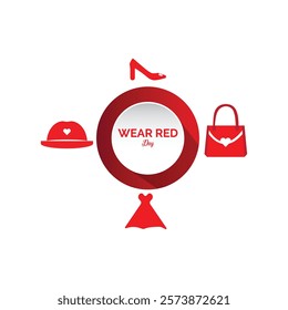 February is National Wear Red Day. Vector template Design for banner, greeting card, poster, prints, social media post ,flyer , T shirt with background.