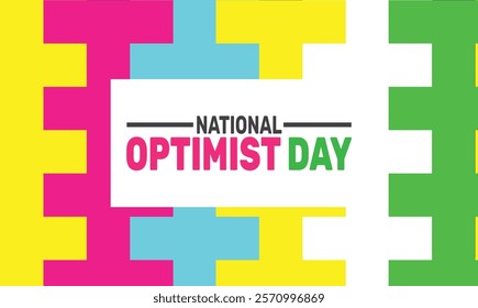 February is Optimist Day background template. Perfect for banners, cards, posters, and social media. Vector design with text inscription and classic color for a professional look