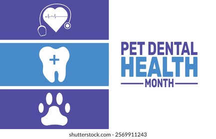 February is Pet Dental Health Month background template. Perfect for banners, cards, posters, and social media . Vector design with text inscription and classic color for a professional look