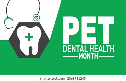 February is Pet Dental Health Month background template. Perfect for banners, cards, posters, and social media . Vector design with text inscription and classic color for a professional look