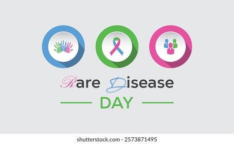 February is Rare Disease Day. Vector template Design for banner, greeting card, poster, prints, social media post ,flyer , T shirt with background.