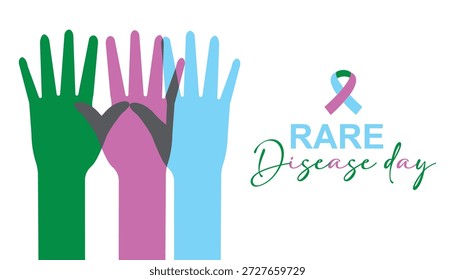 Febrero es el Día de las Enfermedades Raras. 
Diseño de Plantilla de Vector para Anuncio, tarjeta de felicitación, cartel, impresiones, publicación de redes sociales, volante, camiseta con fondo.