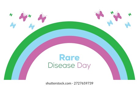 Febrero es el Día de las Enfermedades Raras. 
Diseño de Plantilla de Vector para Anuncio, tarjeta de felicitación, cartel, impresiones, publicación de redes sociales, volante, camiseta con fondo.