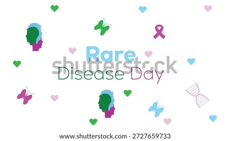 February is Rare Disease Day. 
Vector template Design for banner, greeting card, poster, prints, social media post ,flyer , T shirt with background.