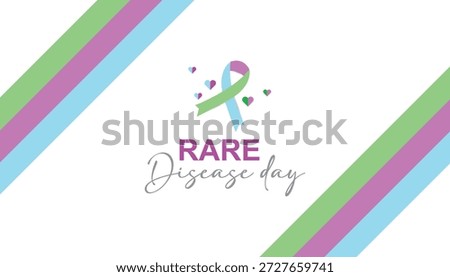 February is Rare Disease Day. 
Vector template Design for banner, greeting card, poster, prints, social media post ,flyer , T shirt with background.