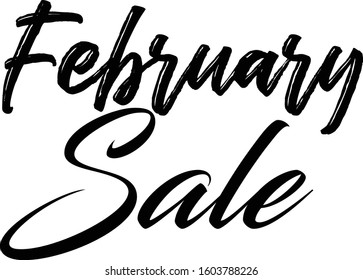 February Sale calligraphic lettering isolated on the white Background Vector Illustration