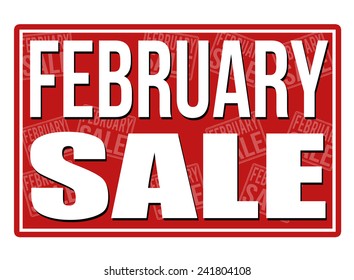 February Sale Sign, Vector Illustration