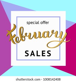 February sales special offer banner with lettering.