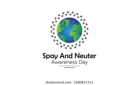 February is Spay and Neuter awareness day. Vector template Design for banner, greeting card, poster, prints, social media post ,flyer , T shirt with background.