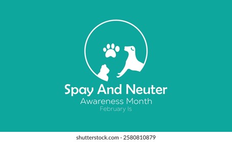 February is Spay and Neuter awareness Month. Vector template Design for banner, greeting card, poster, prints, social media post ,flyer , T shirt with background.