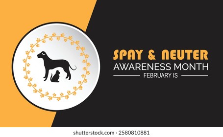 February is Spay and Neuter awareness Month. Vector template Design for banner, greeting card, poster, prints, social media post ,flyer , T shirt with background.