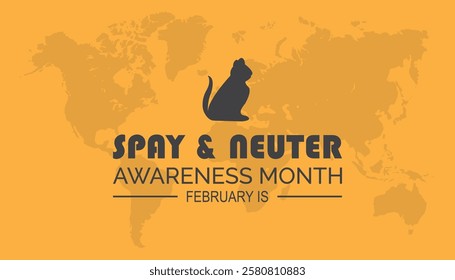 February is Spay and Neuter awareness Month. Vector template Design for banner, greeting card, poster, prints, social media post ,flyer , T shirt with background.