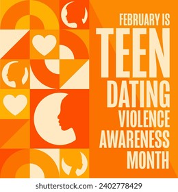 February is Teen Dating Violence Awareness Month. Holiday concept. Template for background, banner, card, poster with text inscription. Vector EPS10 illustration