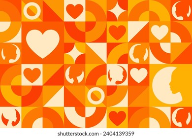 February is Teen Dating Violence Awareness Month. Seamless geometric pattern. Template for background, banner, card, poster. Vector EPS10 illustration