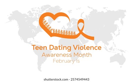 February is Teen Dating Violence Awareness Month. Vector template Design for banner, greeting card, poster, prints, social media post ,flyer , T shirt with background.