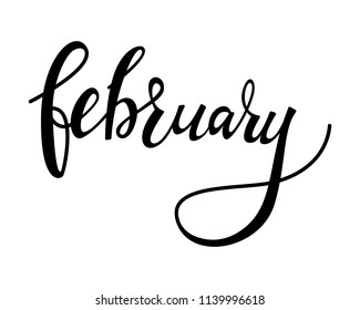 February Text Modern Calligraphy Vector Handwritten Stock Vector ...