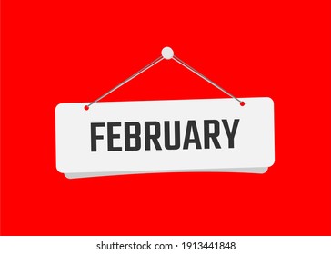 señal de texto de febrero en la puerta