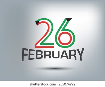 Febrero Veintiséis con bandera de Kuwait