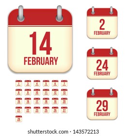 February vector calendar icons