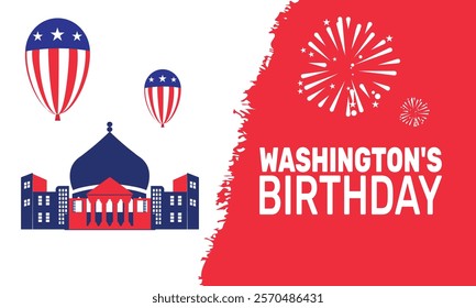 February is Washington's Birthday or Presidents Day background template. perfect for USA Flag banners, cards, posters, social media design with text and classic color for a professional look