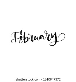 FEBRUARY  WINTER MONTH VECTOR HAND LETTERING. WINTER MONTH TYPOGRAPHY