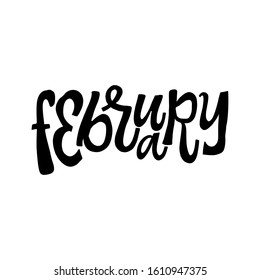 FEBRUARY  WINTER MONTH VECTOR HAND LETTERING. WINTER MONTH TYPOGRAPHY