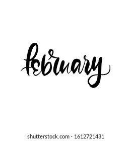 FEBRUARY  WINTER MONTH VECTOR HAND LETTERING. WINTER MONTH TYPOGRAPHY