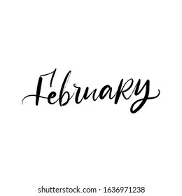 FEBRUARY. WINTER MONTH VECTOR HAND LETTERING. WINTER MONTH TYPOGRAPHY