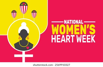 February is Women's Heart Week background template. Perfect for banners, cards, posters, and social media . Vector design with text inscription and classic color for a professional look