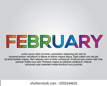 February word creative design Concept . Modern Vector Illustration concept of word February