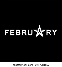 February word design with Star on letter A.