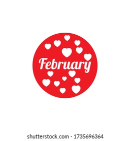 february word with hearts red design template