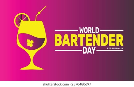 February is World Bartender Day background template. Perfect for banners, cards, posters, and social media .Vector design with text inscription and classic color for a professional look