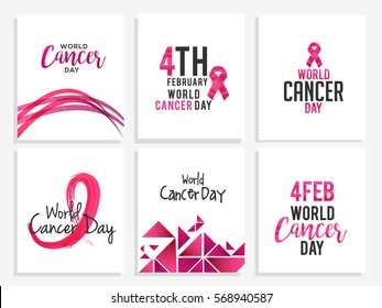 February World Cancer day Poster or Banner Background set.