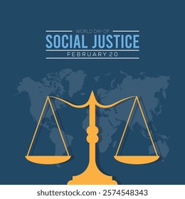 February is World Day of Social Justice. Vector template Design for banner, greeting card, poster, prints, social media post ,flyer , T shirt with background.