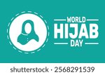 February is world hijab day background template. Perfect for banners, cards, posters, and social media. Vector design with text inscription and classic color for a professional look