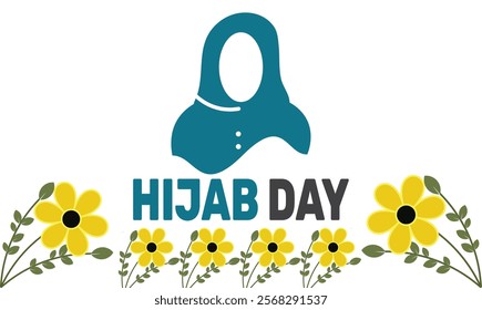 February is world hijab day background template. Perfect for banners, cards, posters, and social media. Vector design with text inscription and classic color for a professional look