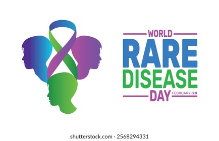 February is World Rare Disease Day background template. Perfect for banners, cards, posters, and social media. Vector design with text inscription and classic color for a professional look