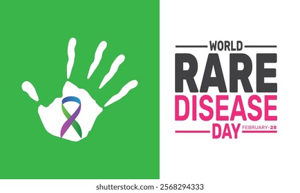 February is World Rare Disease Day background template. Perfect for banners, cards, posters, and social media. Vector design with text inscription and classic color for a professional look