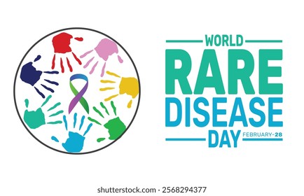 February is World Rare Disease Day background template. Perfect for banners, cards, posters, and social media. Vector design with text inscription and classic color for a professional look