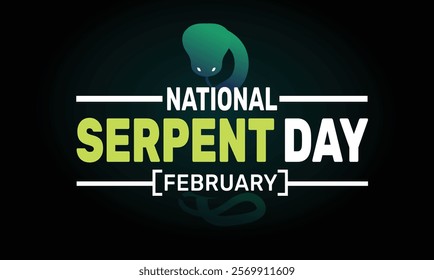 February is World Snake Day background template. Perfect for banners, cards, posters, and social media. Vector design with text inscription and classic color for a professional look