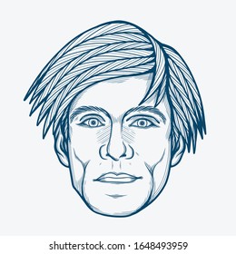 February,2020 : Line Art Portrait Of Andy Warhol.
American Artist, Film Director, And Producer.