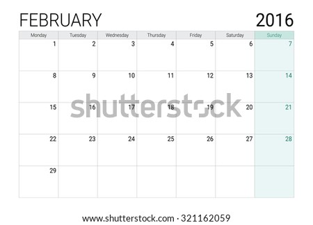 Febuary 2016 calendar (or desk planner)