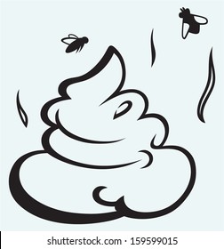 Feces cartoon isolated on blue background