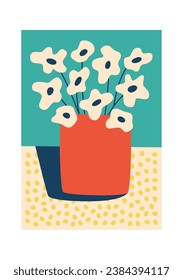 Feces Flowers In Vase With Background Vector Illustration