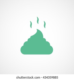 Feces Green Flat Icon On White Background