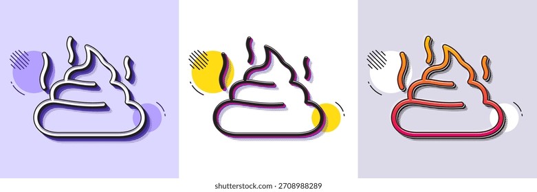 Ícone da linha de fezes. Padrão pontilhado de meio-tom. Ícone de gradiente com sombra de grão. Sinal de excremento de animais de estimação. Símbolo de cocô ou cocô. Ícone de fezes de linha. Vários desenhos. Vetor
