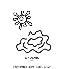 Feces outline. Isolated feces on white background.