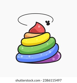 Heces con colores arcoiris. Ilustración de vectores aislados.
