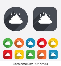 Feces sign icon. Clean up after pets symbol. Put it in the bag. Circles and rounded squares 12 buttons. Vector